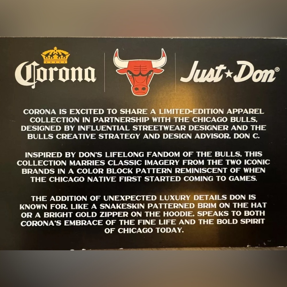 NWOT! Just Don Limited Edition Chicago Bulls/Corona Hoodie! - Picture 5 of 5